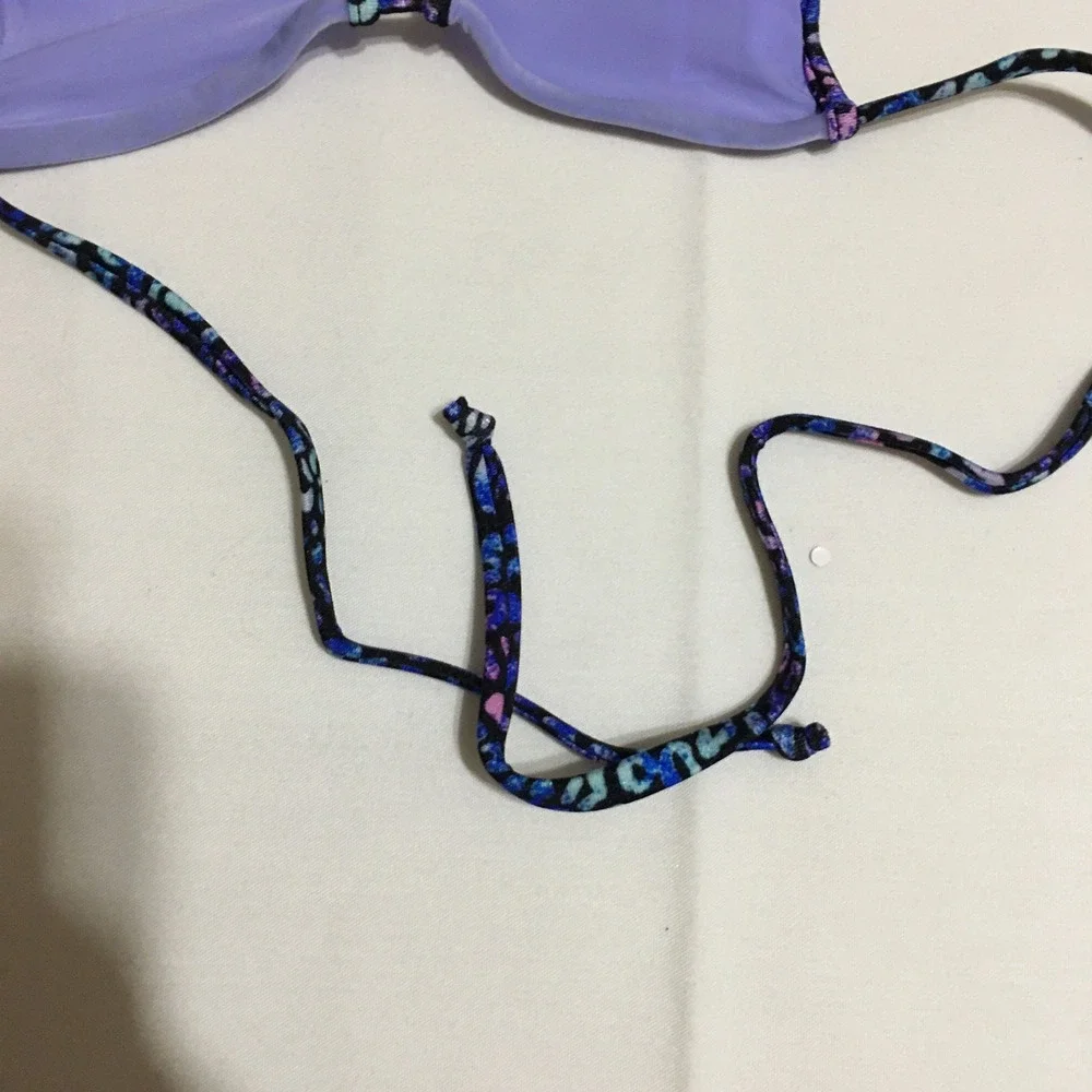 Wicked Weasel 312 Triangle Bikini Top Womens XXS Multi Lavender NWT